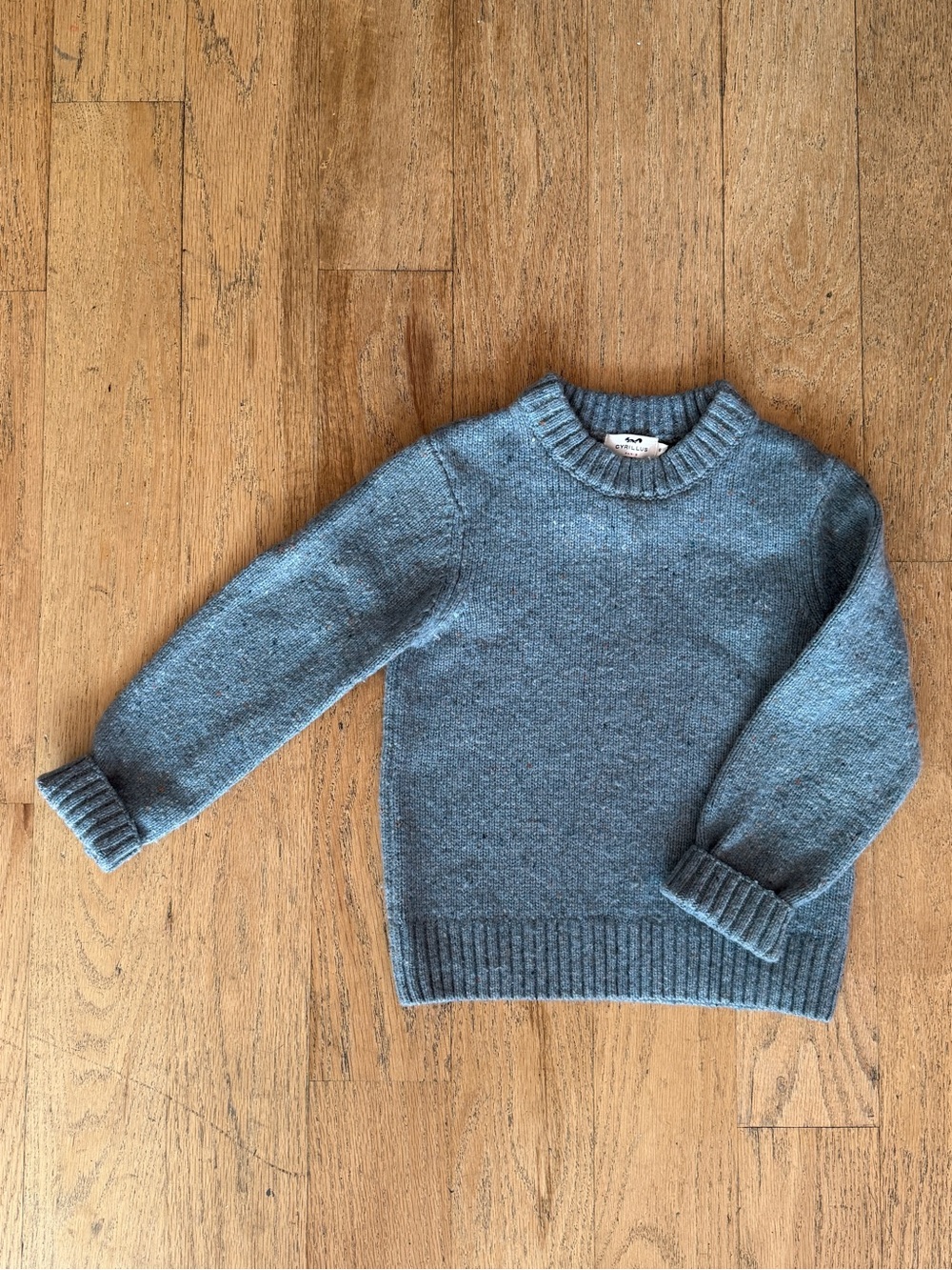 French boy’s Classic Crewneck Sweater in Heather Blue